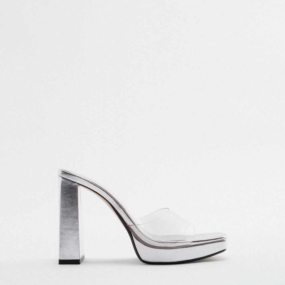 Zara HIGH HEELED VINYL SANDALS